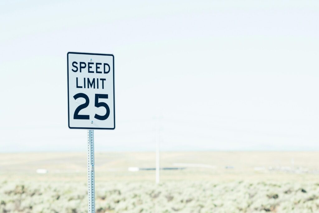 Sign On The Roadside With Speed Limit
